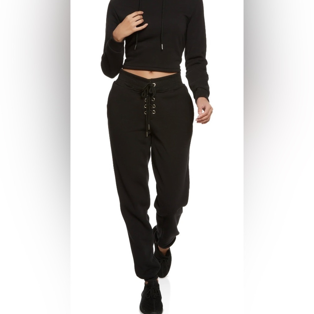 Black Lace Up Sweatpants
